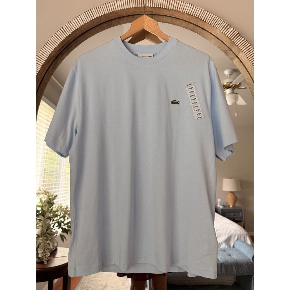 NWT Lacoste Classic Fit T-Shirt Men’sLight Blue 100% Cotton Crew Neck Logo Tee L